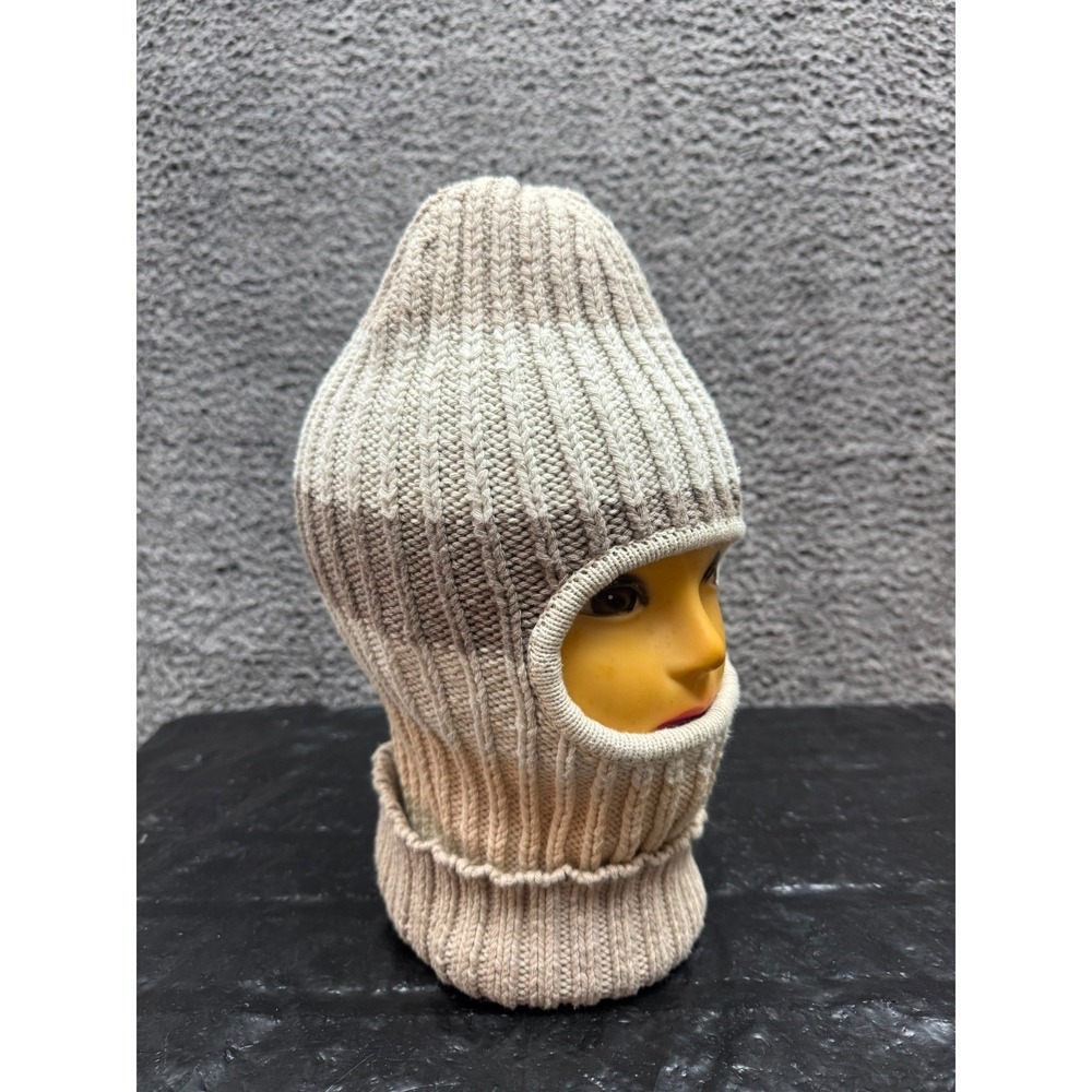 Kith & Kin Embroidered Cotton Ribbed-Knit Balaclava Beige Brown Mens One Size